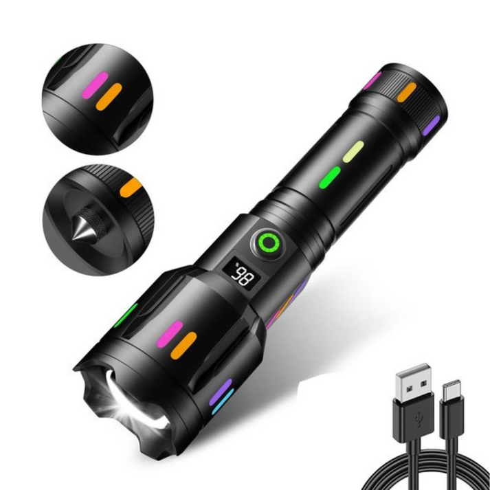 Rechargeable High Power LED Flashlight with Adjustable Beam