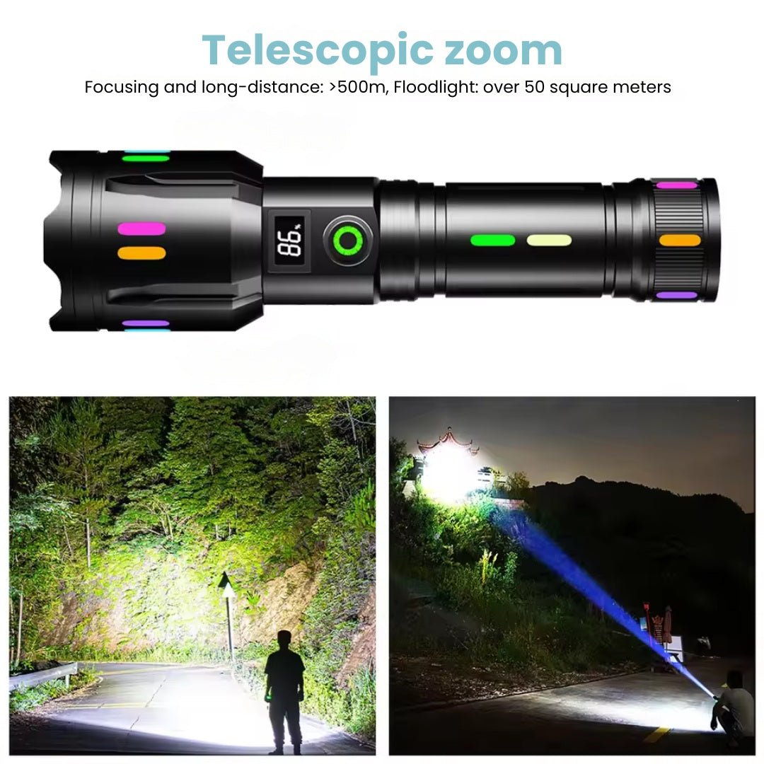 Rechargeable High Power LED Flashlight with Adjustable Beam