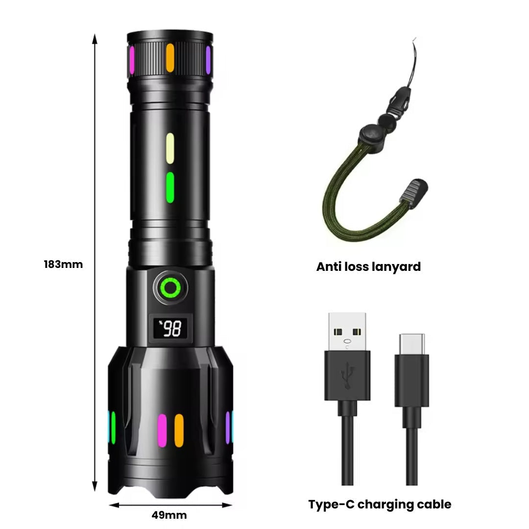Rechargeable High Power LED Flashlight with Adjustable Beam