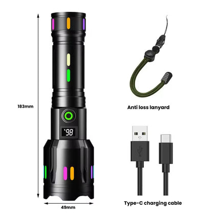 Rechargeable High Power LED Flashlight with Adjustable Beam