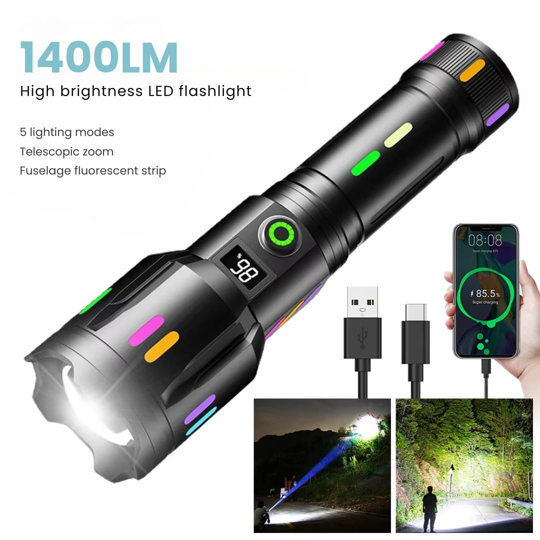 Rechargeable High Power LED Flashlight with Adjustable Beam