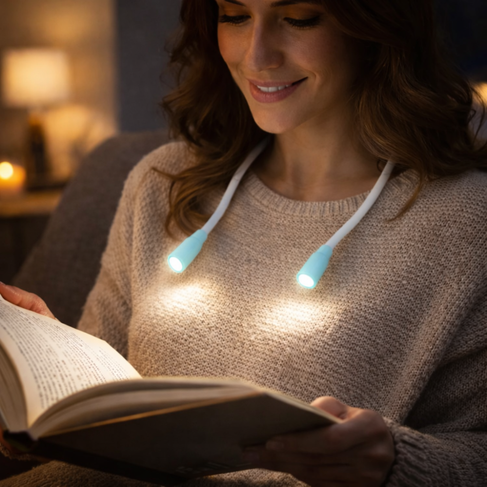 Rechargeable LED Neck Reading Light Adjustable Hands Free Lamp for Crafts