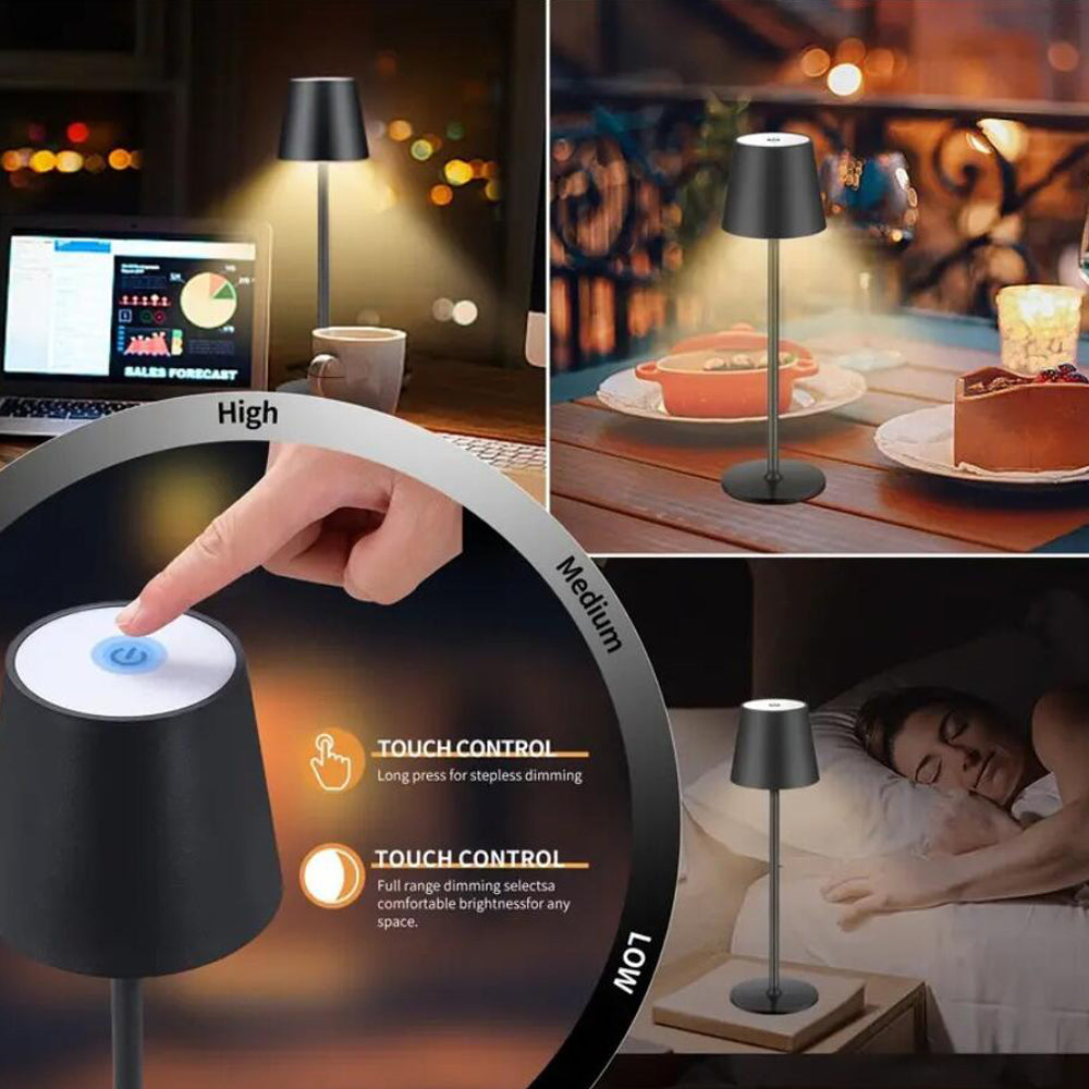 Rechargeable LED Table Lamp with Touch Dimming and 3 Light Modes