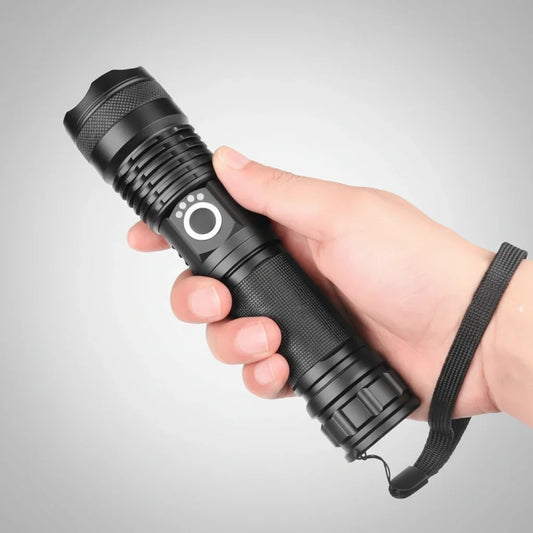 Wiederaufladbare taktische LED-Taschenlampe für Camping und Outdoor-Einsätze