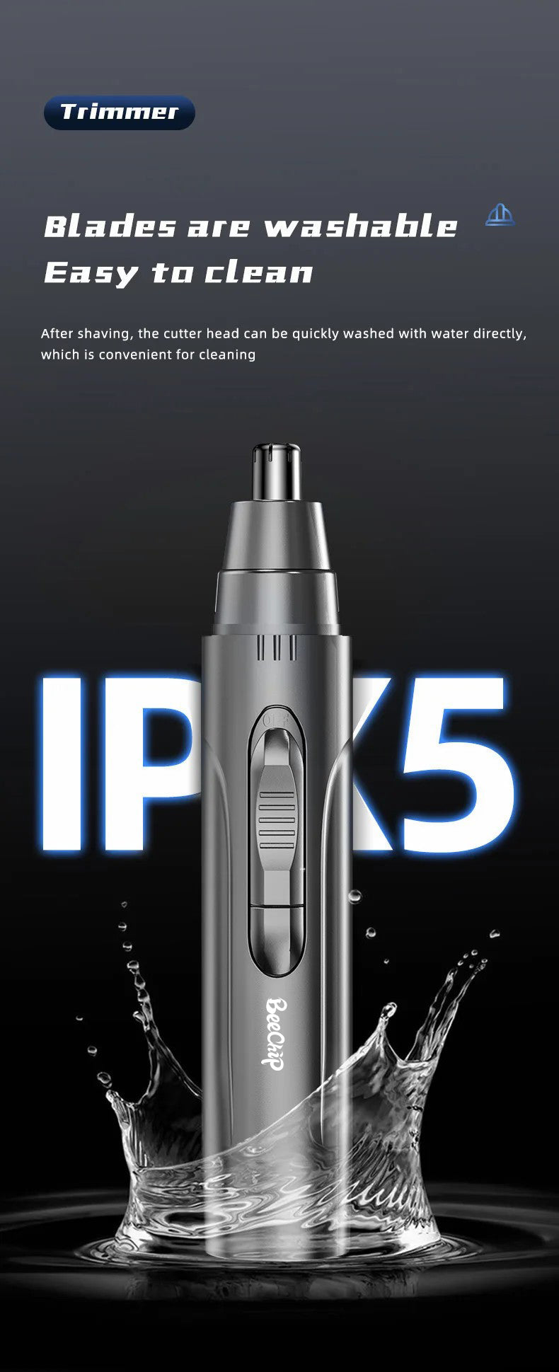 Rechargeable Nose and Ear Hair Trimmer for Men and Women