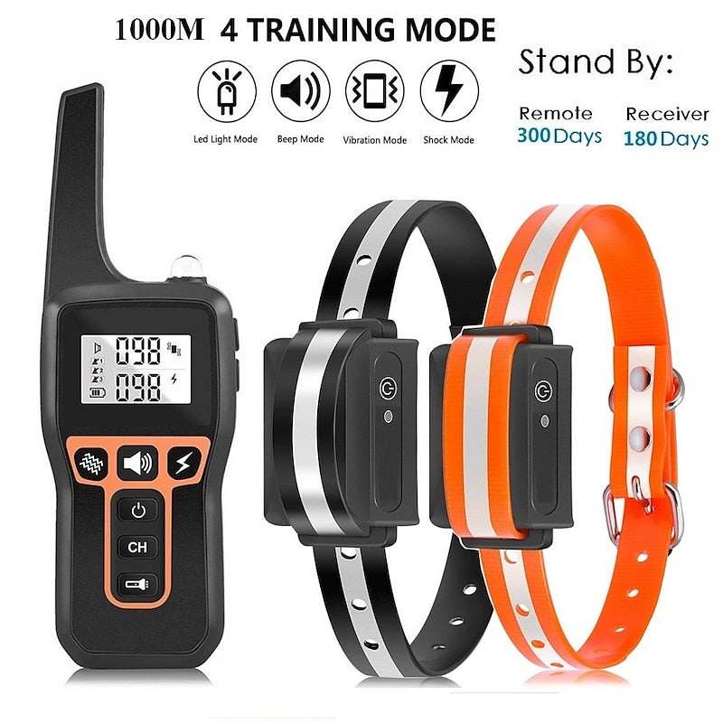 Rechargeable Waterproof Dog Training Collar 1000m Range