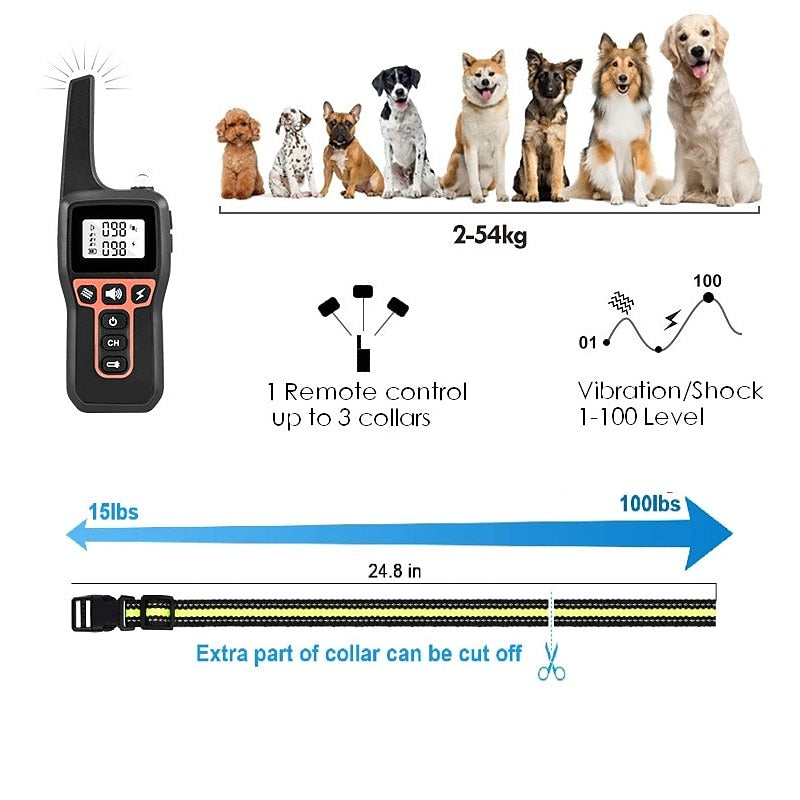 Rechargeable Waterproof Dog Training Collar 1000m Range