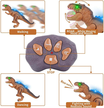 Remote Control T-Rex Dinosaur Toy with LED Lights and Roaring Sound