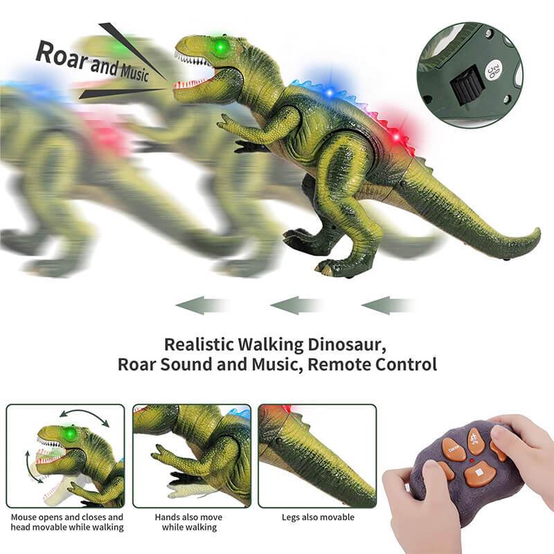 Remote Control T-Rex Dinosaur Toy with LED Lights and Roaring Sound
