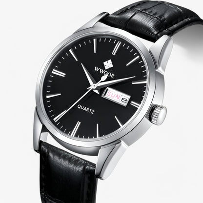 Renzo Classic Luxury Leather Watch Mens Elegant Quartz Wristwatch Timeless Dress Watch