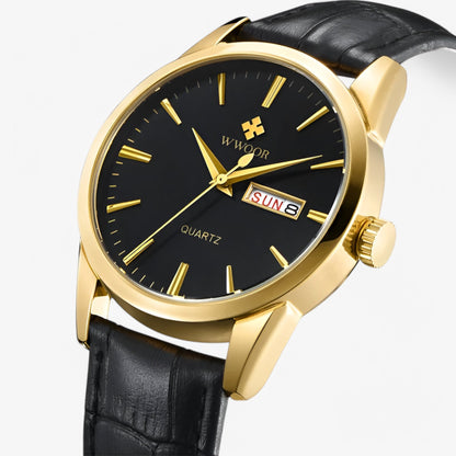 Renzo Classic Luxury Leather Watch Mens Elegant Quartz Wristwatch Timeless Dress Watch