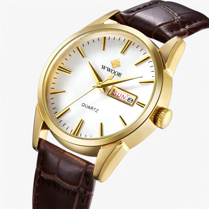 Renzo Classic Luxury Leather Watch Mens Elegant Quartz Wristwatch Timeless Dress Watch