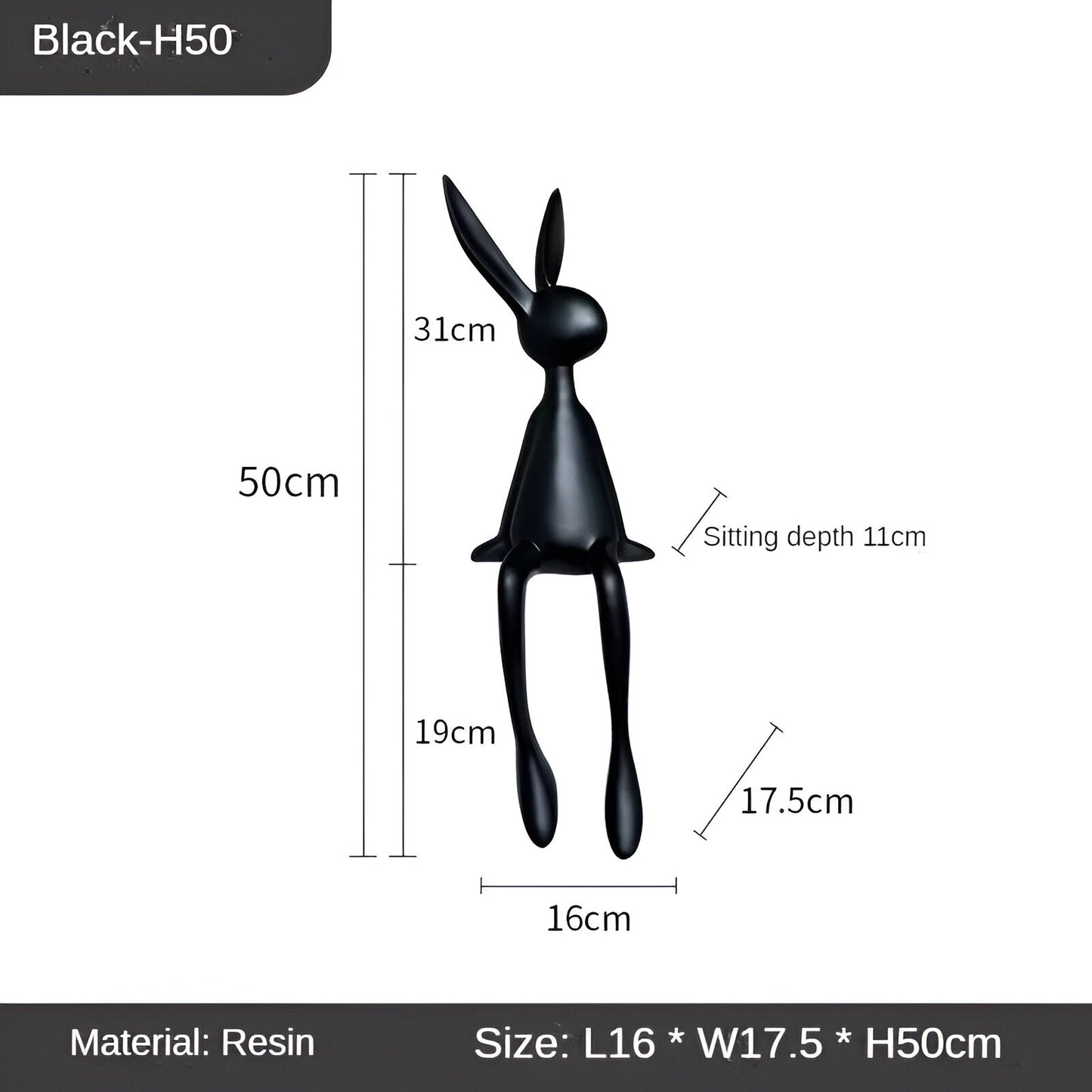 ResinLux Modern Easter Bunny Decor Sitting Rabbit Ornament for Stylish Home Display