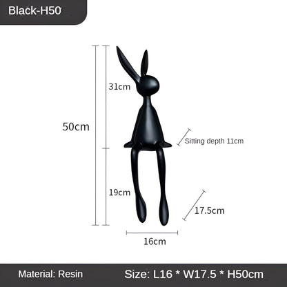 ResinLux Modern Easter Bunny Decor Sitting Rabbit Ornament for Stylish Home Display
