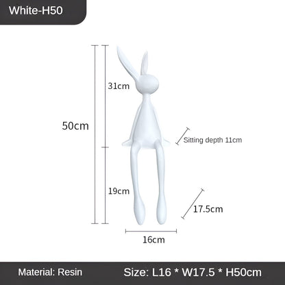ResinLux Modern Easter Bunny Decor Sitting Rabbit Ornament for Stylish Home Display