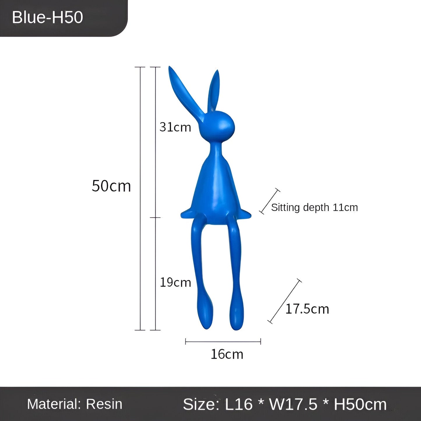 ResinLux Modern Easter Bunny Decor Sitting Rabbit Ornament for Stylish Home Display