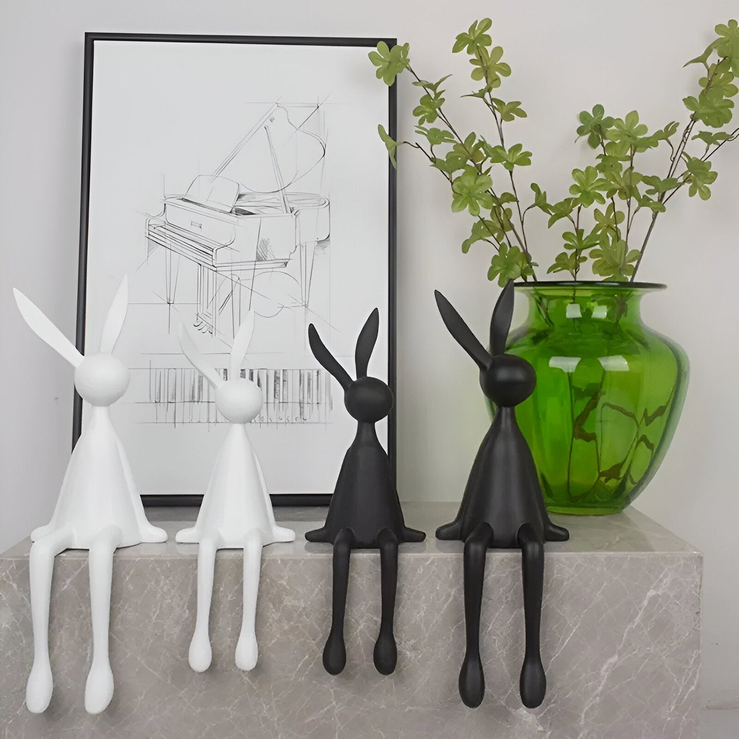 ResinLux Modern Easter Bunny Decor Sitting Rabbit Ornament for Stylish Home Display