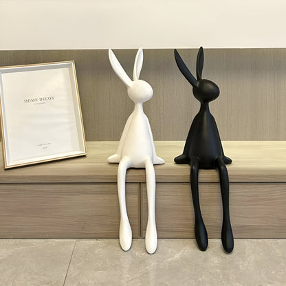 ResinLux Modern Easter Bunny Decor Sitting Rabbit Ornament for Stylish Home Display