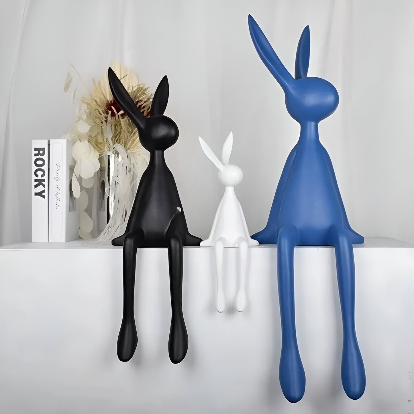 ResinLux Modern Easter Bunny Decor Sitting Rabbit Ornament for Stylish Home Display