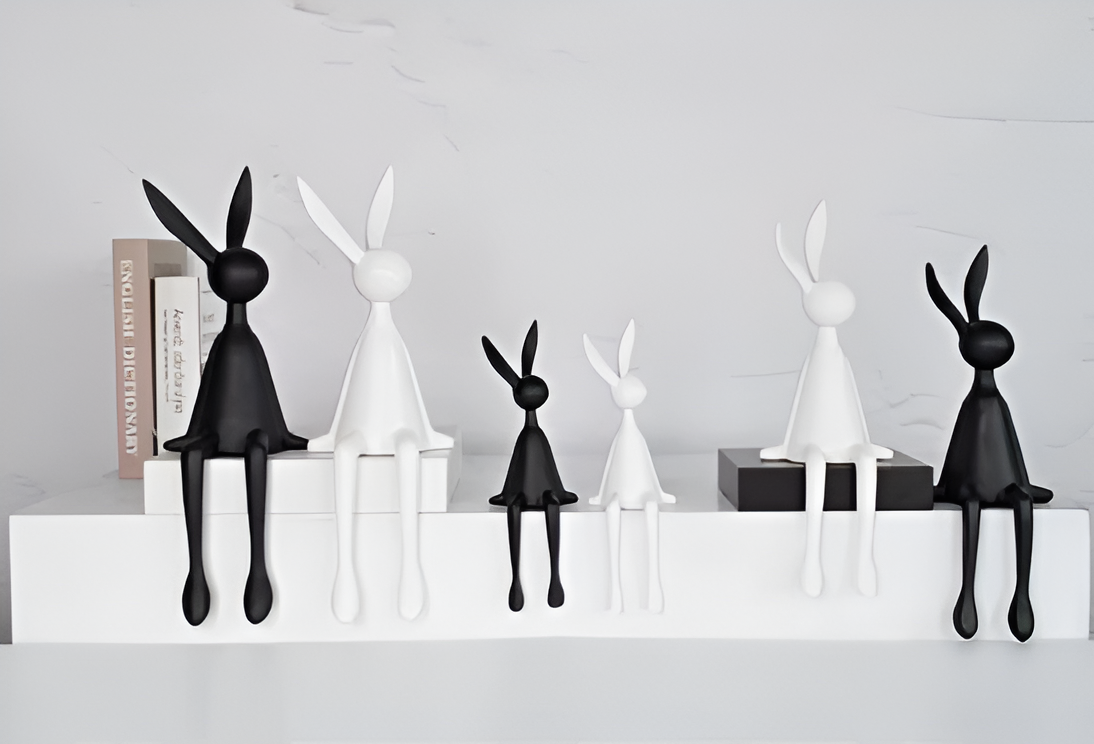 ResinLux Modern Easter Bunny Decor Sitting Rabbit Ornament for Stylish Home Display