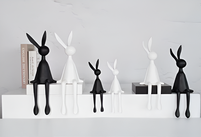 ResinLux Modern Easter Bunny Decor Sitting Rabbit Ornament for Stylish Home Display