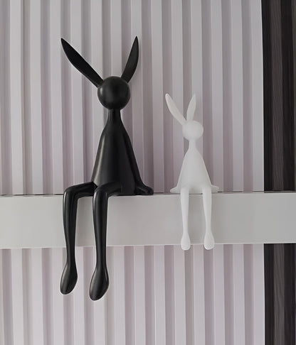 ResinLux Modern Easter Bunny Decor Sitting Rabbit Ornament for Stylish Home Display
