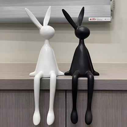 ResinLux Modern Easter Bunny Decor Sitting Rabbit Ornament for Stylish Home Display