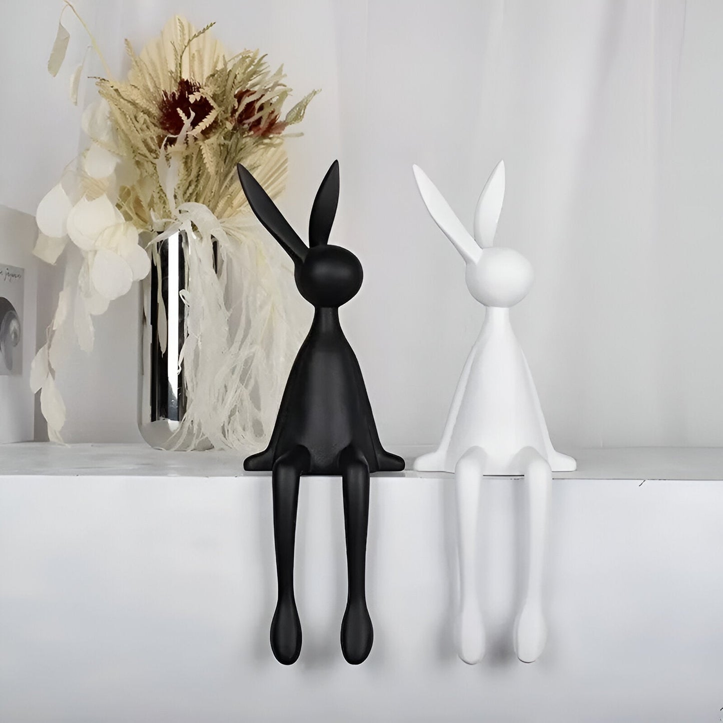 ResinLux Modern Easter Bunny Decor Sitting Rabbit Ornament for Stylish Home Display