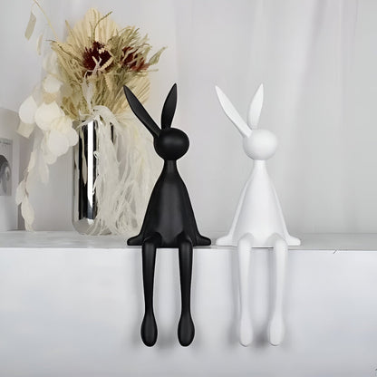 ResinLux Modern Easter Bunny Decor Sitting Rabbit Ornament for Stylish Home Display