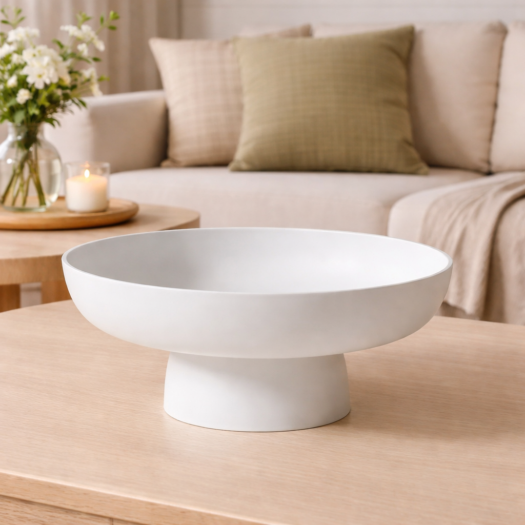 Retro Ceramic Fruit Bowl Raised Pedestal Kitchen Serving Dish
