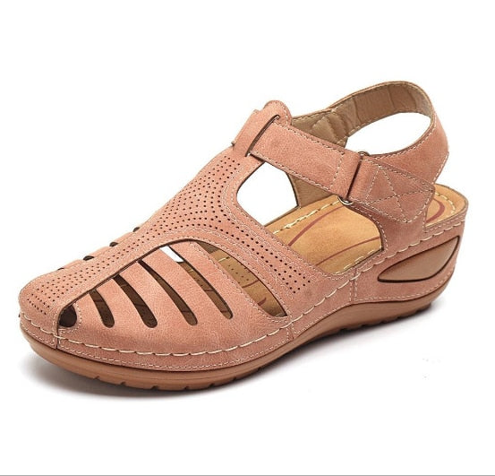 Retro Leather Orthopaedic Sandals with Adjustable Toe Support