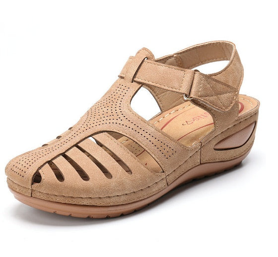 Retro Leather Orthopaedic Sandals with Adjustable Toe Support