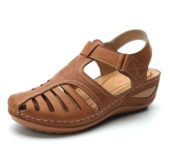 Retro Leather Orthopaedic Sandals with Adjustable Toe Support