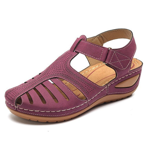 Retro Leather Orthopaedic Sandals with Adjustable Toe Support