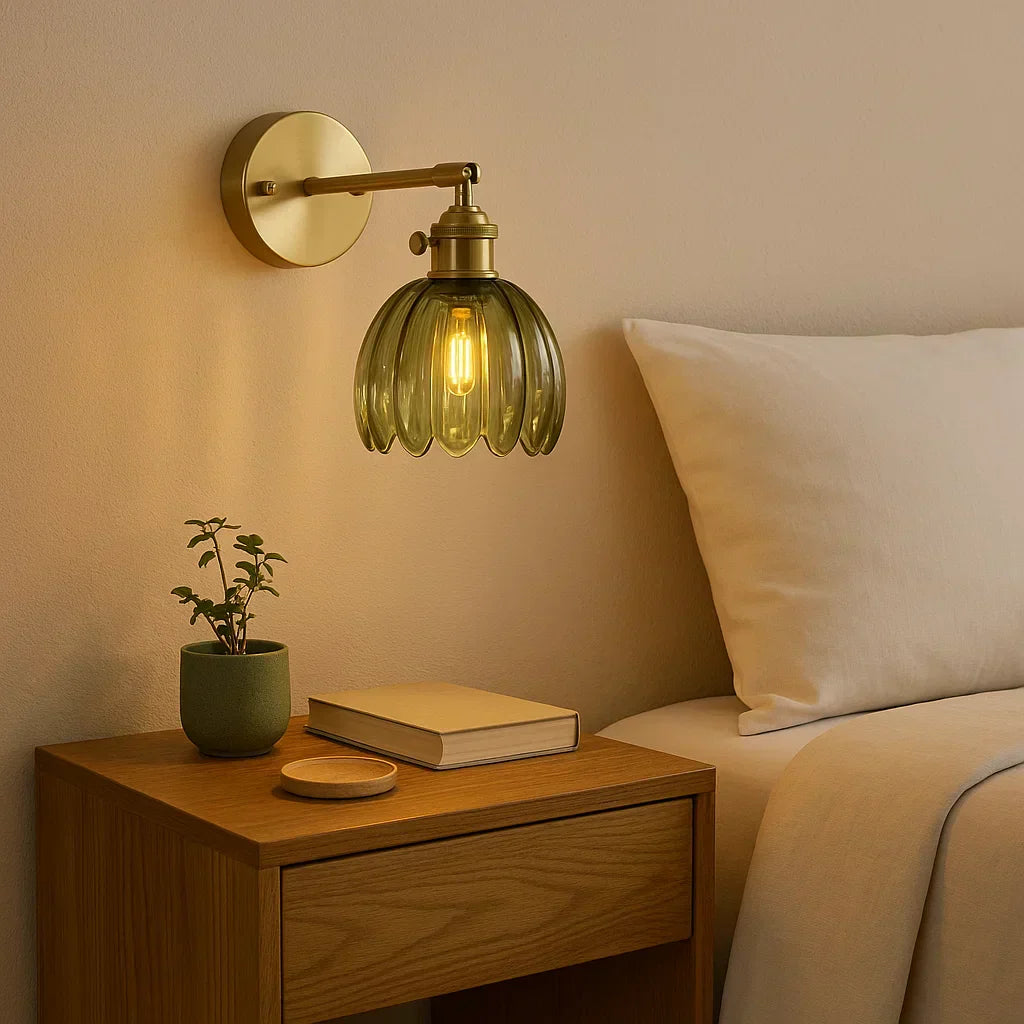 Retro Wall Lamp Glass Tulip Shade Vintage Wall Light
