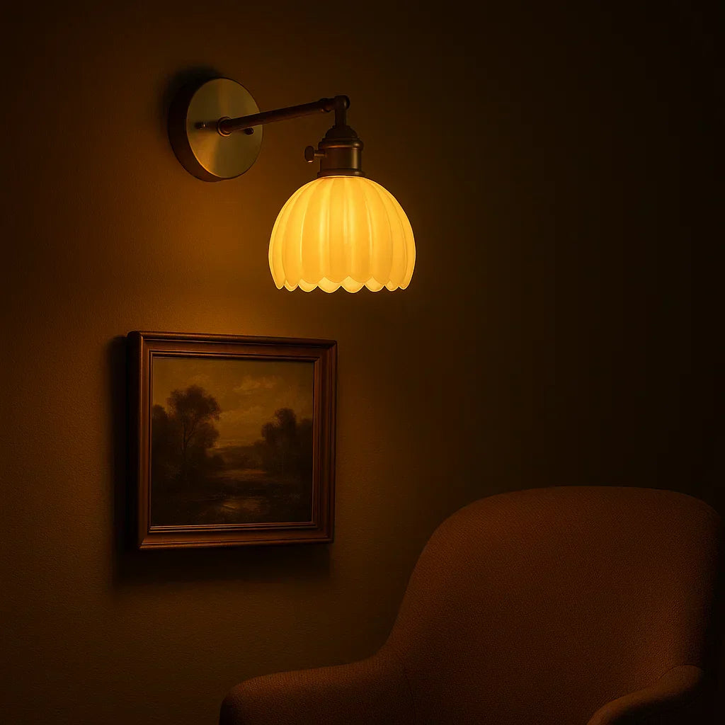 Retro Wall Lamp Glass Tulip Shade Vintage Wall Light