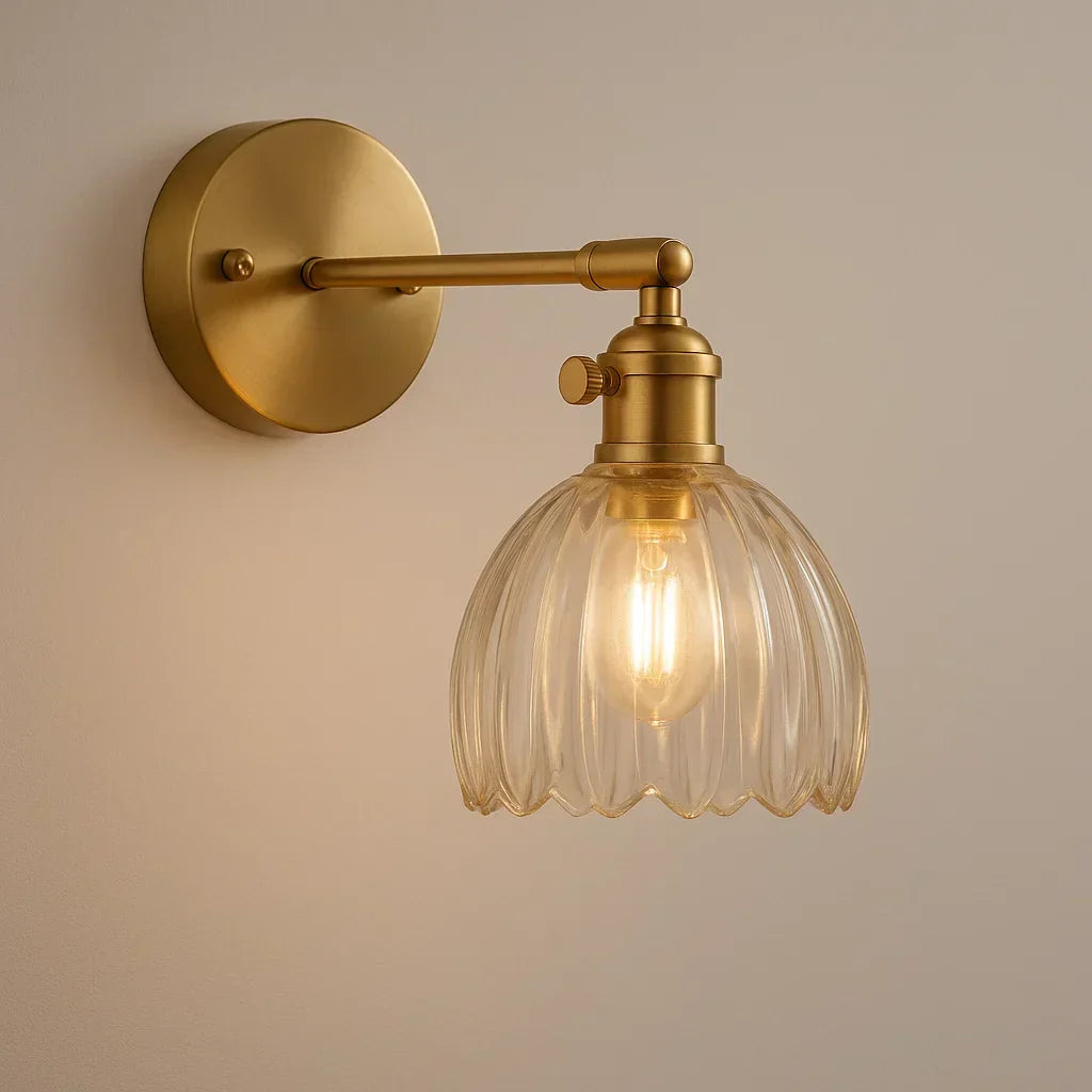 Retro Wall Lamp Glass Tulip Shade Vintage Wall Light
