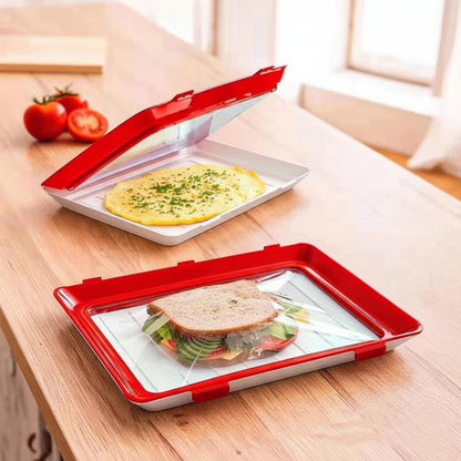 Reusable Food Storage Tray Elastic Seal Kitchen Refrigerator Container