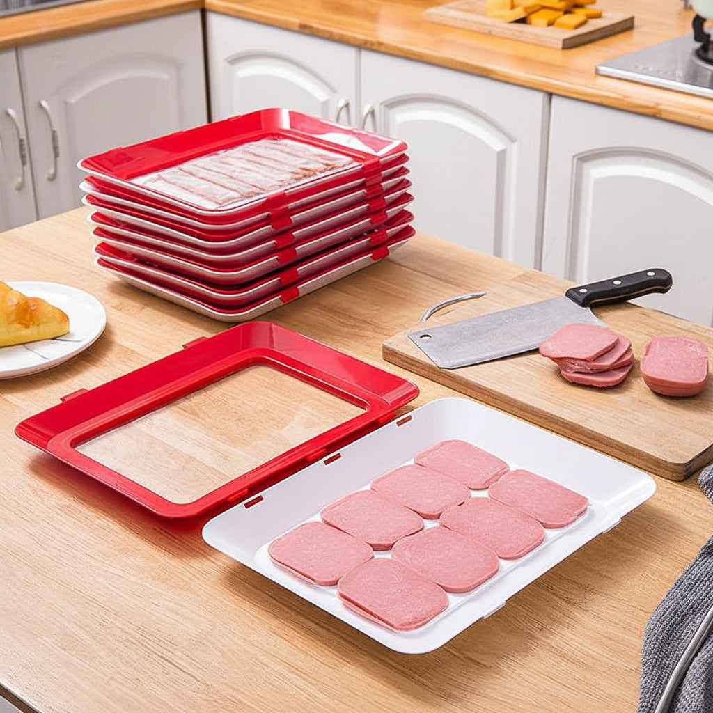 Reusable Food Storage Tray Elastic Seal Kitchen Refrigerator Container