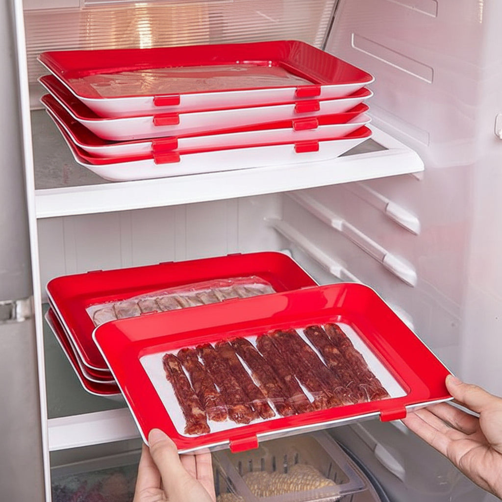Reusable Food Storage Tray Elastic Seal Kitchen Refrigerator Container