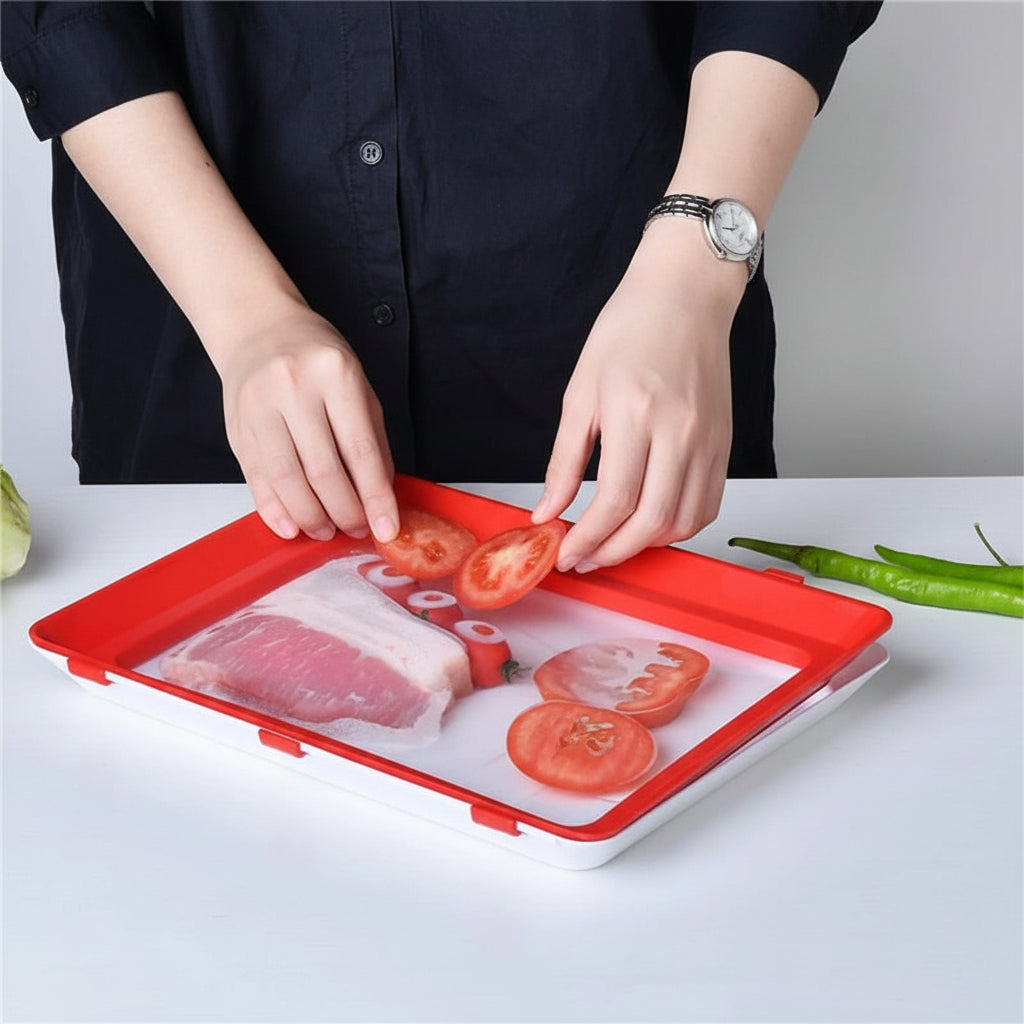 Reusable Food Storage Tray Elastic Seal Kitchen Refrigerator Container