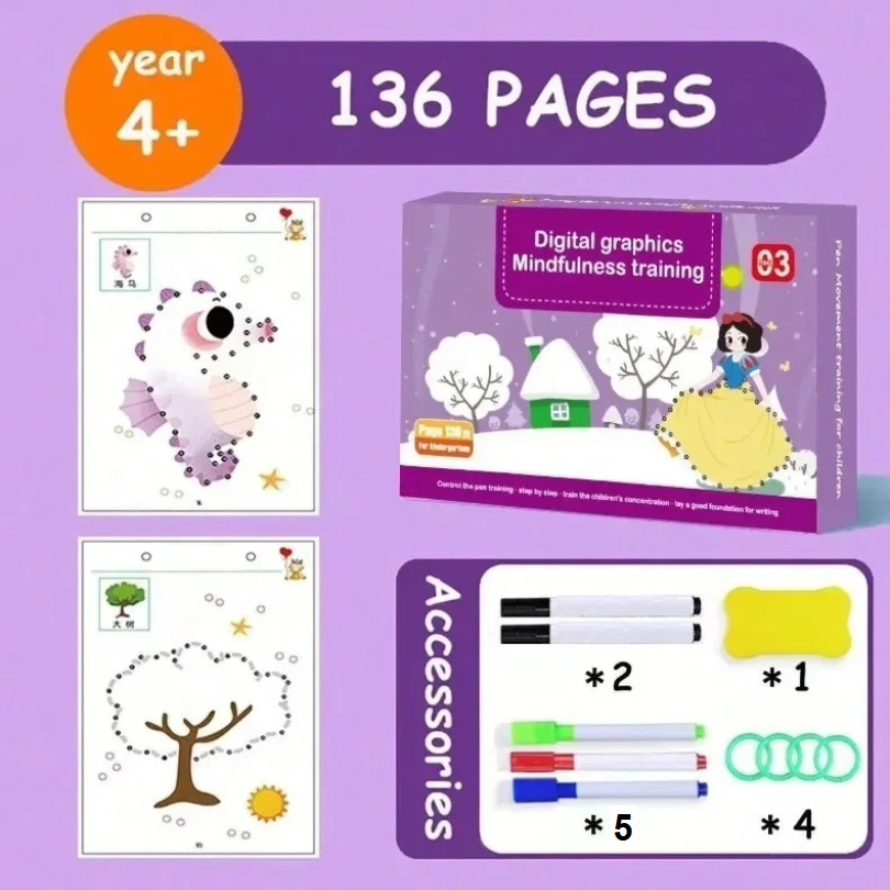 Reusable Tracing and Drawing Activity Book for Young Children