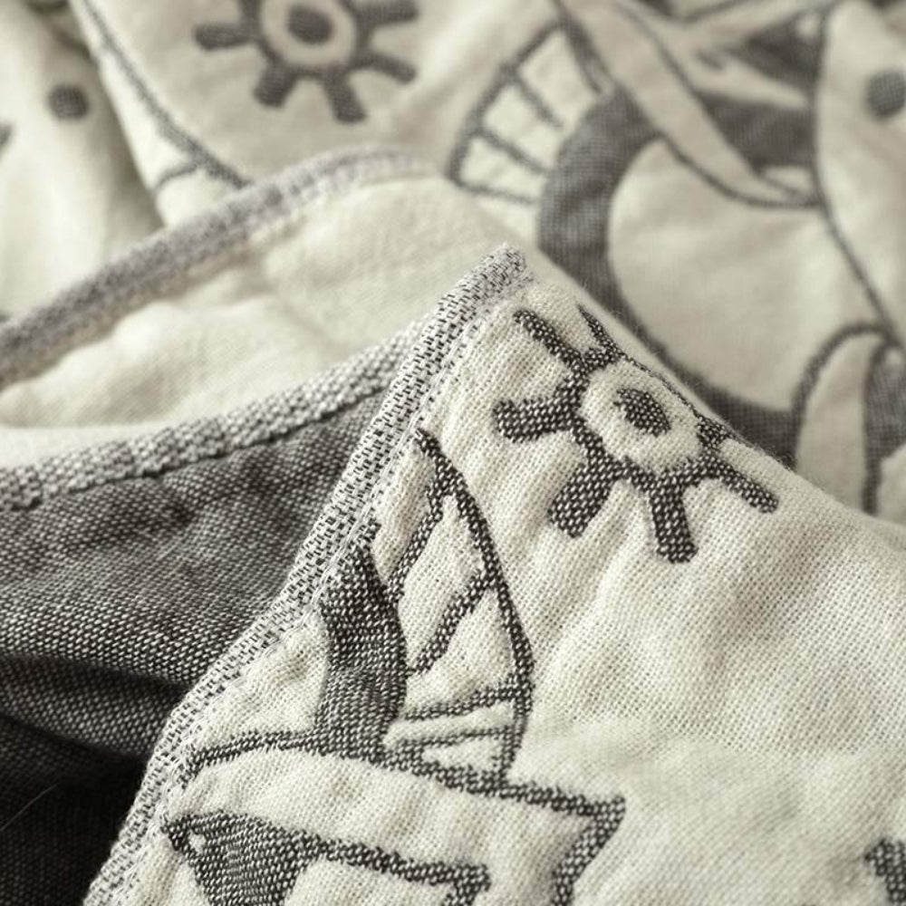 Reversible Cotton Blanket with Mandala Pattern