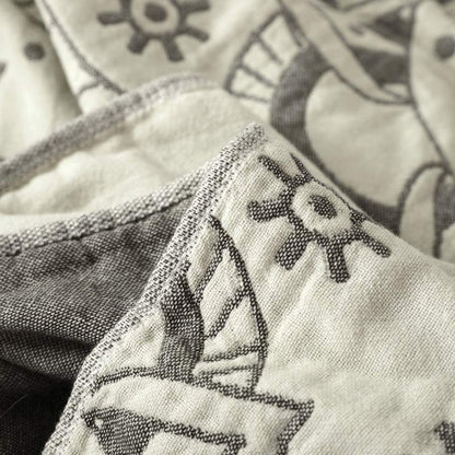 Reversible Cotton Blanket with Mandala Pattern