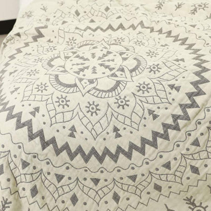 Reversible Cotton Blanket with Mandala Pattern