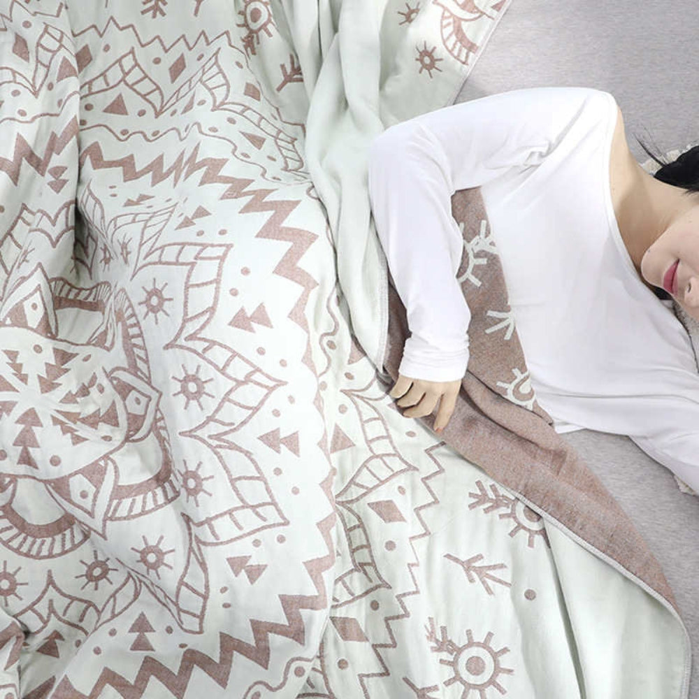 Reversible Cotton Blanket with Mandala Pattern