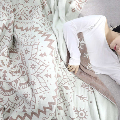 Reversible Cotton Blanket with Mandala Pattern