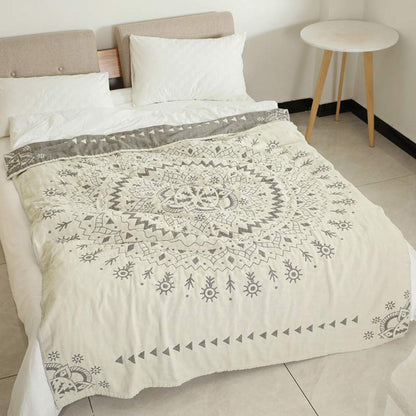 Reversible Cotton Blanket with Mandala Pattern