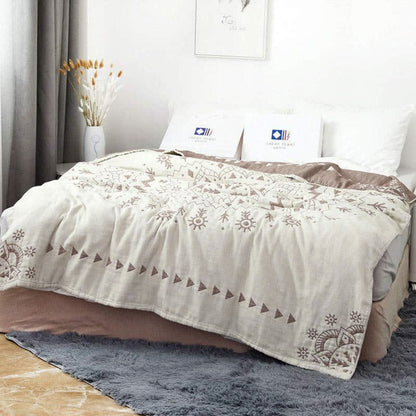 Reversible Cotton Blanket with Mandala Pattern
