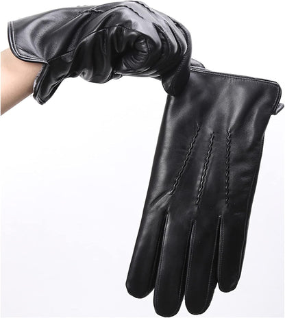 RippleWarm Sheepskin Leather Winter Gloves for Warm Comfort
